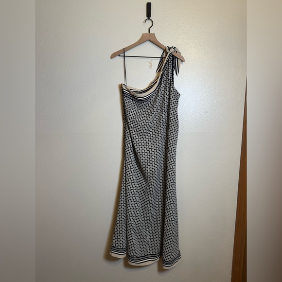 Abercrombie & Fitch One Shoulder Scarf‎ Bow Midi Dress XL Tall - Picture 3 of 9